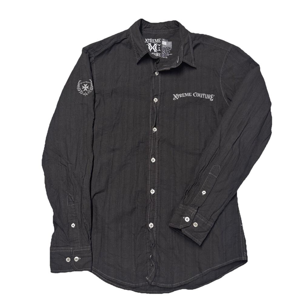 XTREME COUTURE by AFFLICTION Men's L/S BUTTON DOWN Shirt RATTLE Shield Small